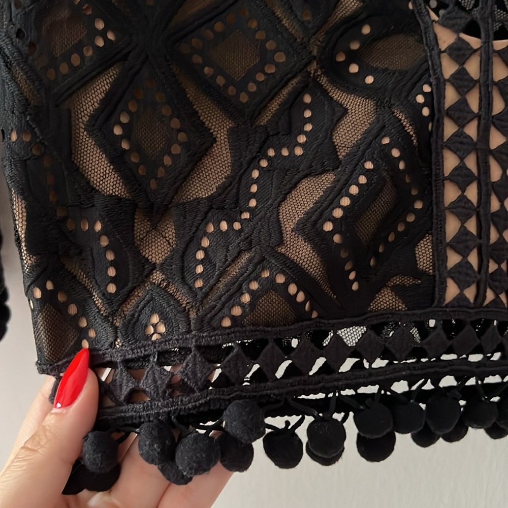 For Love & Lemons Florence Crop Top Black Lace - Picture 7 of 8